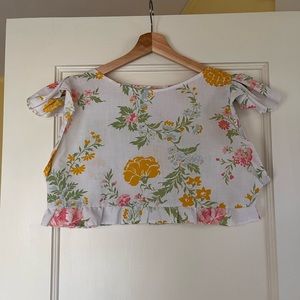 Handmade floral top made out of vintage sheet